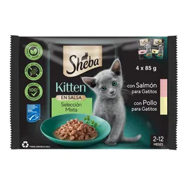 Mars Sheba Comida Húmeda para Gatitos, Sabor Mix, Paquetes de 85 gr, Lote de 13x4